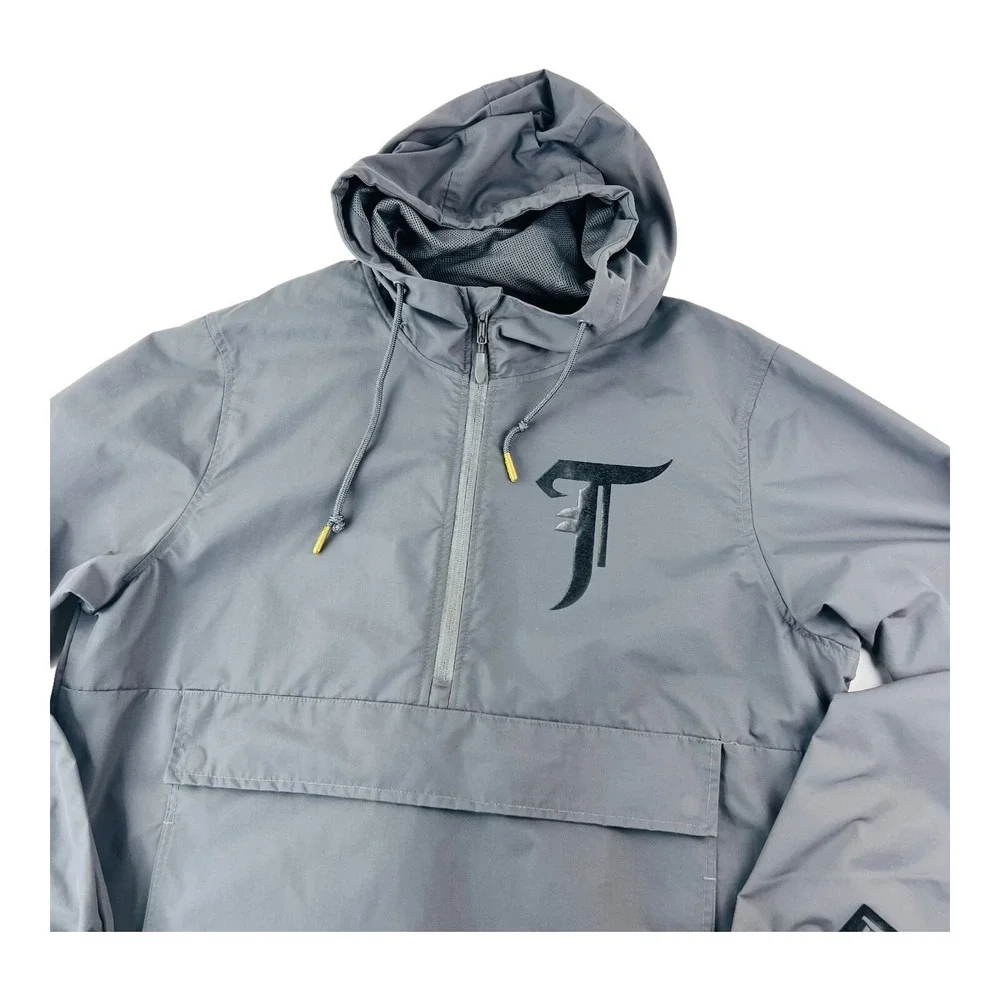Throne Gray Ink Anorak 1/2 Zip Hooded Nylon Pullover Jacket Mens Size Medium M - Picture 2 of 6